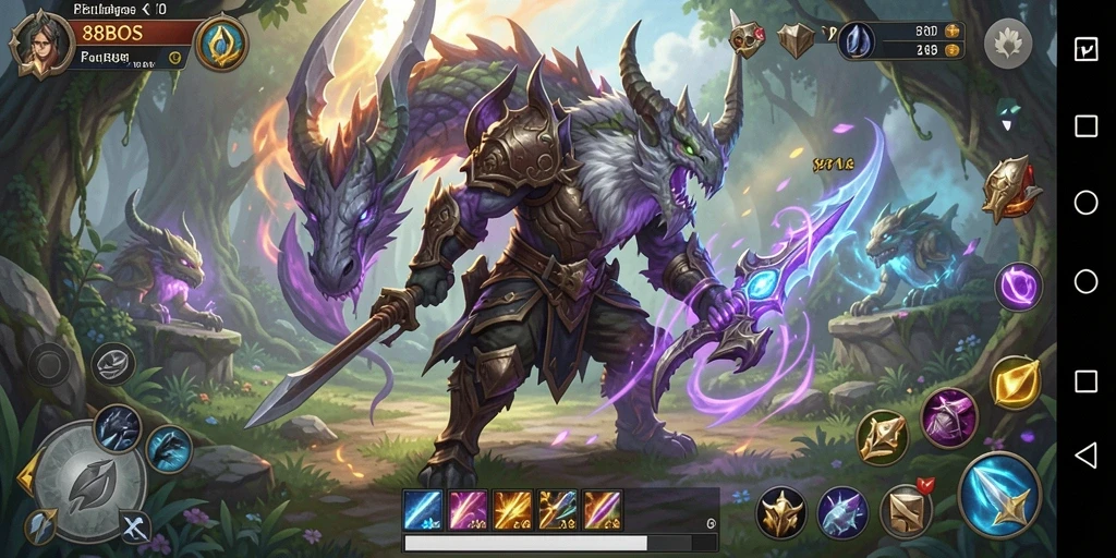 Screenshot utama menunjukkan momen pertarungan epik dalam RPG.