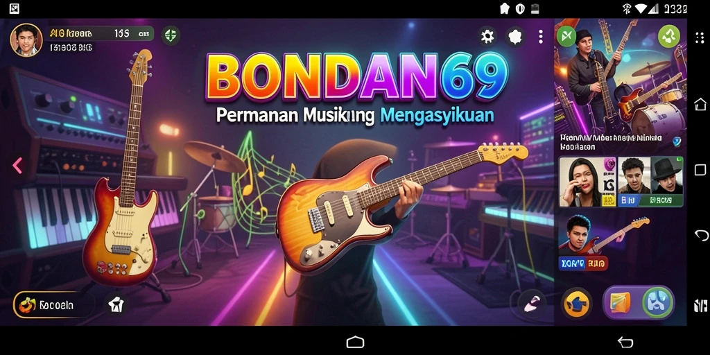 Screenshot dari gameplay BONDAN69 yang menampilkan aksi bermain musik.