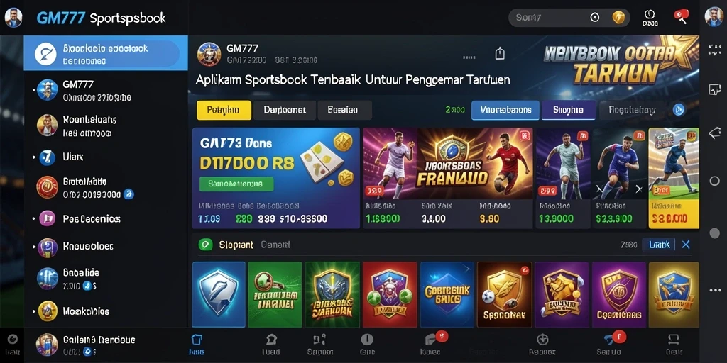 Screenshot gameplay menunjukkan antarmuka pengguna GM777 yang menarik dan interaktif.