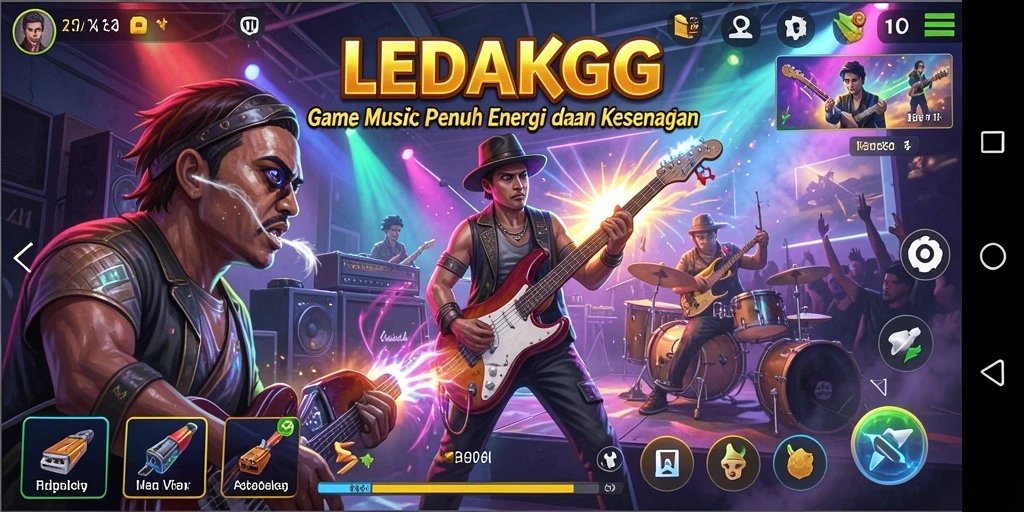 Tampilan gameplay <strong>LEDAKGG</strong> yang penuh warna dan energik.