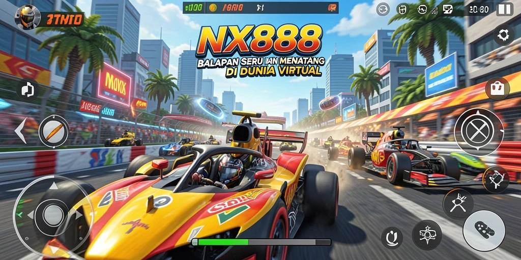 Gameplay balap seru dengan mobil dan lintasan yang menantang.