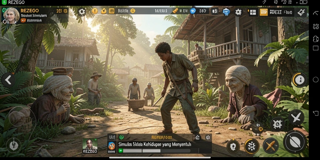 Tampilan gameplay simulasi yang mengasyikkan dan mendalam di REZEGO.