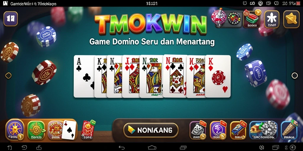 Screenshot gameplay TMOKWIN menampilkan aksi seru bermain domino.